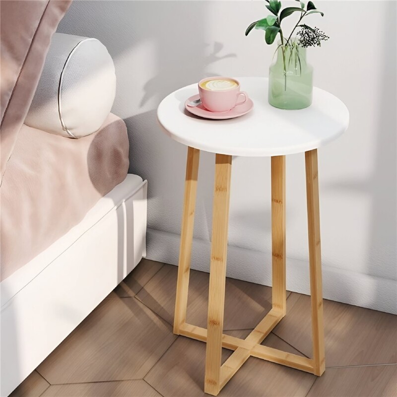 MESA REDONDA 40X40X60 CM BAMBOO CON BLANCO MESA REDONDA 40X40X60 CM BAMBOO CON BLANCO