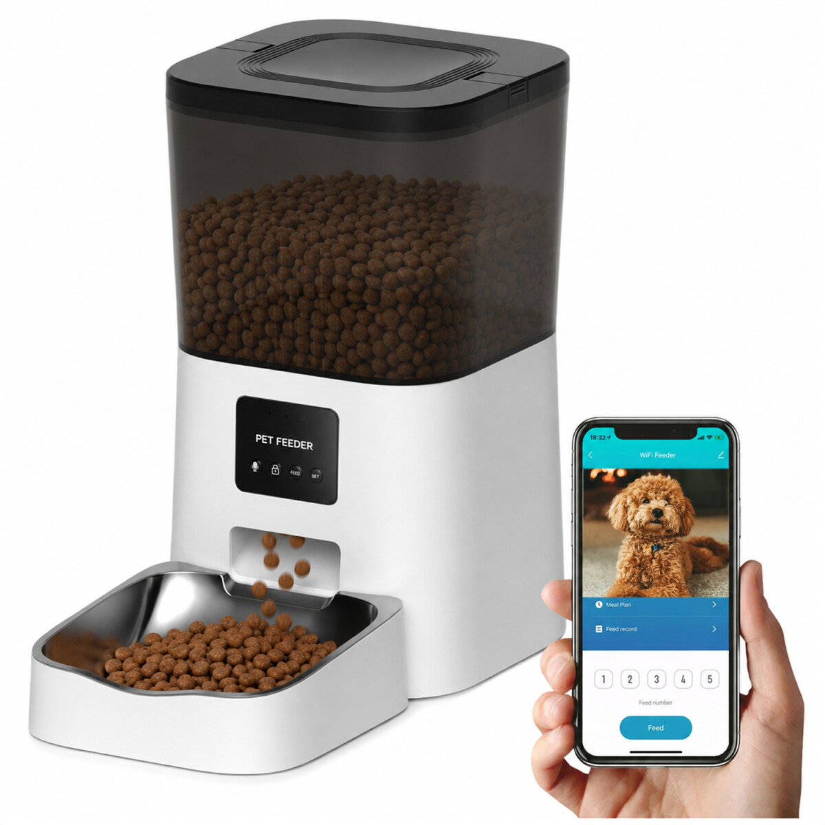 Dispensador Alimentador Mascotas Smart Inteligente Con Cámara 4lt Du4lb-vs - ALIMENTADOR SMART C/CAMARA DU4LB-VS 