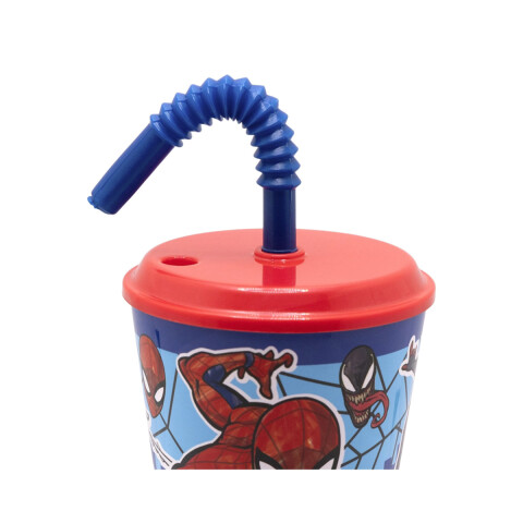 Vaso Plástico con Pajita Retráctil Spiderman 430 ml Spiderman