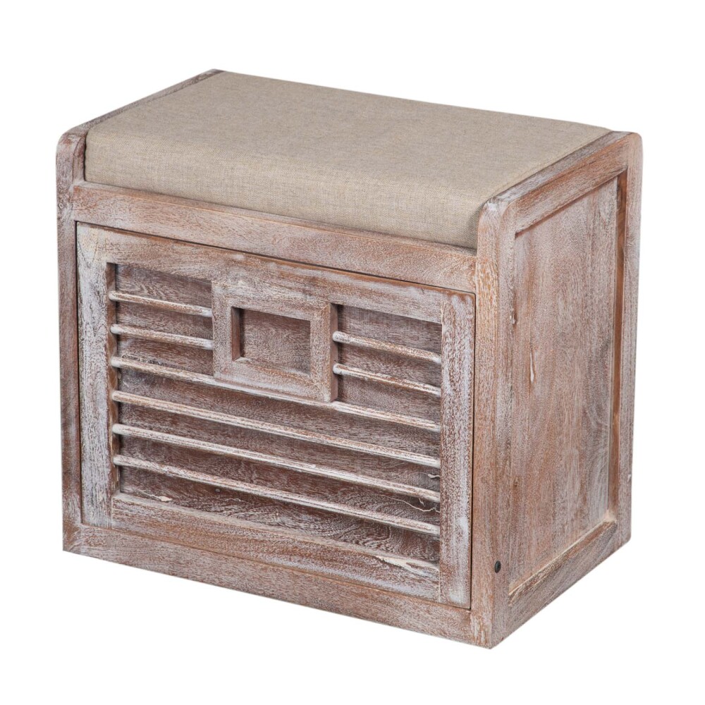 BANCO RECIBIDOR MADERA-Y-TELA MARRON ARIADNE VINTAGE