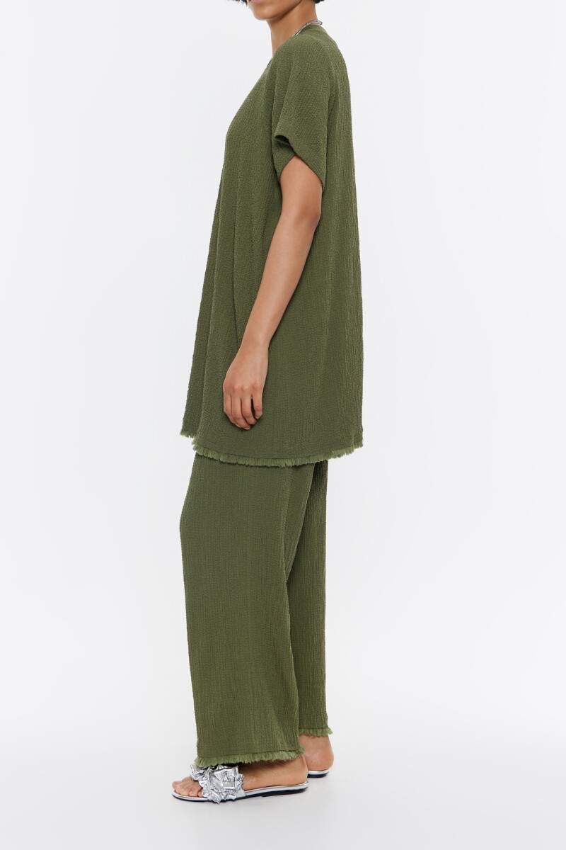 PANTALÓN RECTO DESFLECADO Kaki