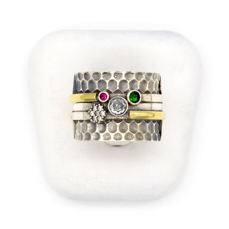 Anillo de plata 925, double en oro 18 ktes y circonias. Anillo de plata 925, double en oro 18 ktes y circonias.
