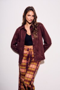 Camisa Gamuza Cuero Vegano Bordeaux