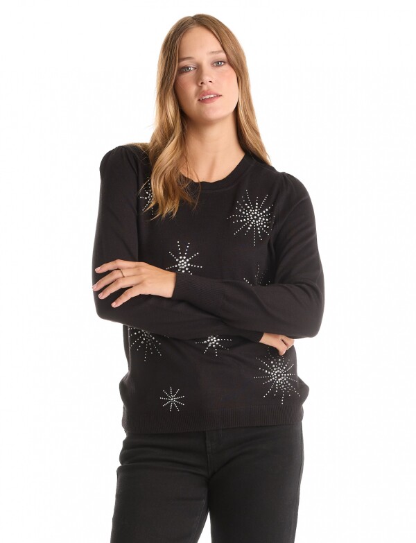 Buzo Destellos Strass NEGRO