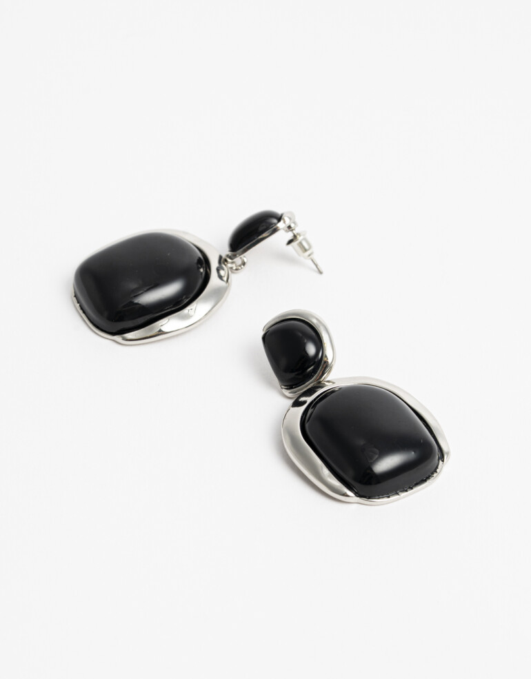Aros Colgantes Cortos Resina Aros Colgantes Cortos Black Resin - Negro