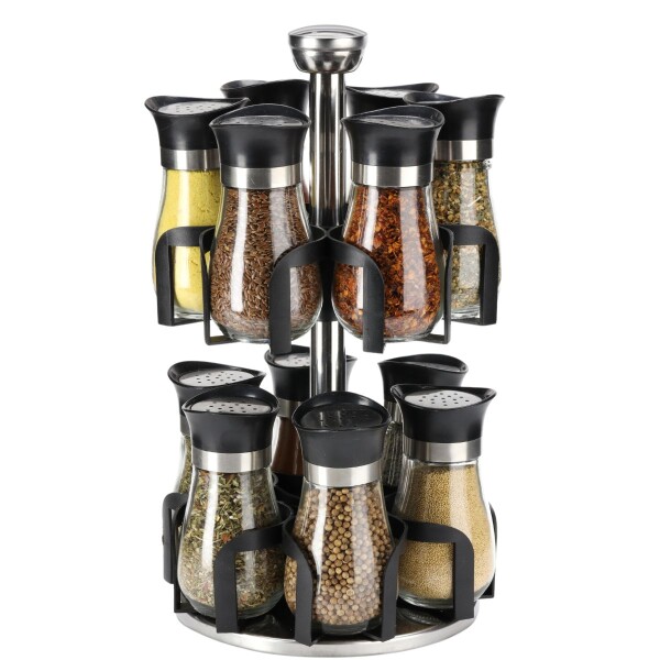 Especiero Giratorio 12 Frascos Vidrio Para Condimentos Cocina Acero Inoxidable Imback Especiero Giratorio 12 Frascos Vidrio Para Condimentos Cocina Acero Inoxidable Imback