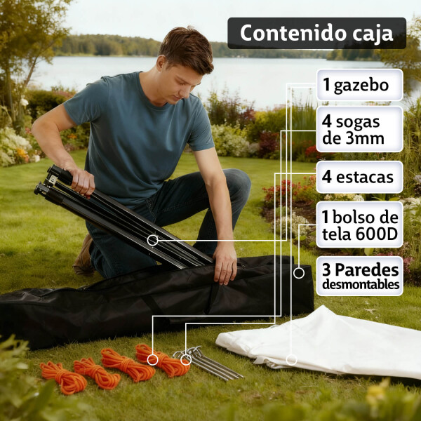 Gazebo Plegable Reforzado 3x3 M Con Paredes Carpa Autoarmable Jardin Playa Patio Toldo Imback Color Blanco Gazebo Plegable Reforzado 3x3 M Con Paredes Carpa Autoarmable Jardin Playa Patio Toldo Imback Color Blanco