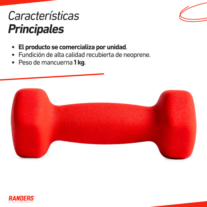 Mancuerna 1KG Revestida De Neopreno Rojo Mancuerna 1KG Revestida De Neopreno Rojo