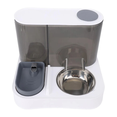 Dispensador De Agua/Comida 2en1 Para Mascotas Bowl de Acero Gris