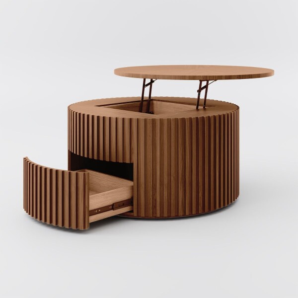 MESA DE CENTRO 3D ROBLE CLARO - CIRCULAR