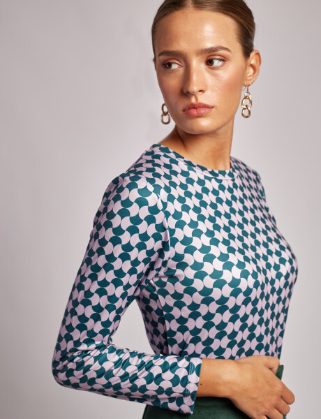 T-shirt estampada verde oscuro