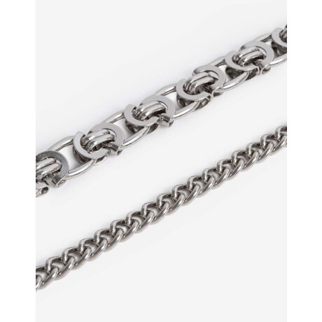 Set De Pulseras Flexible Cadena Plateado Rodio