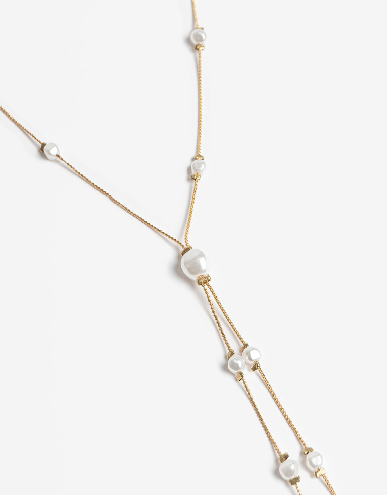Collares Largos Perlas Collar Largo Perlas - Dorado