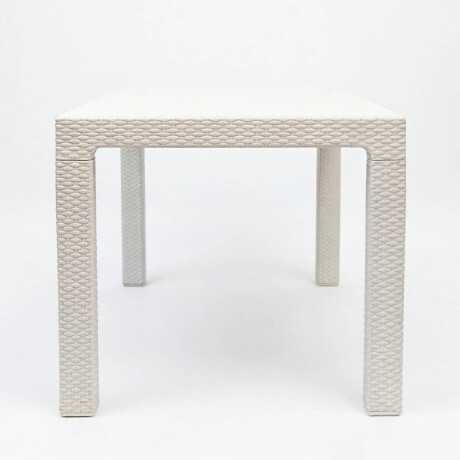 Mesa Comedor Exterior Jardín Rattan 150x90cm Armable Blanco