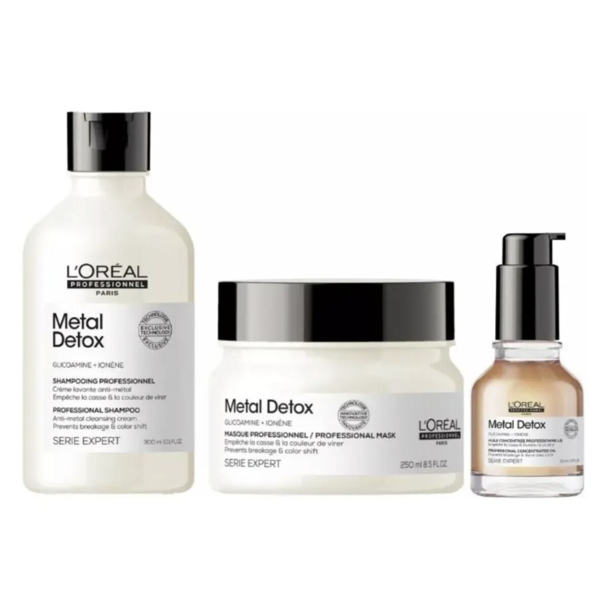Pack L'Oréal Professionnel Metal Detox Aceite Máscara Shampoo Para Cuidado Capilar 