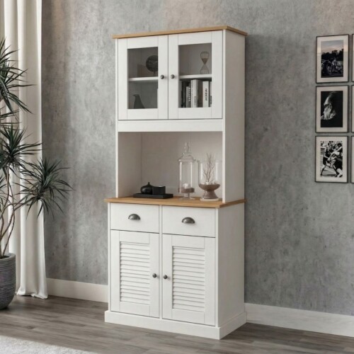 Cristalero - 4 Puertas - 2 Cajones - Línea Valenciana - Blanco Cristalero - 4 Puertas - 2 Cajones - Línea Valenciana - Blanco