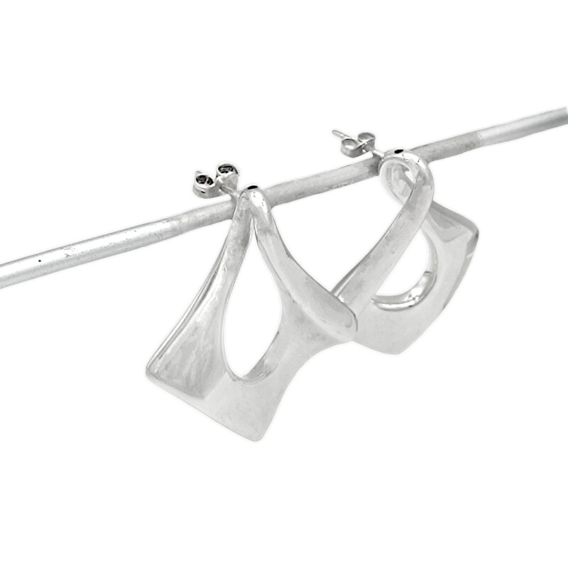 Caravanas aros inflados Rombo- Plata 925- Sin piedra -CA3877 sinpiedra