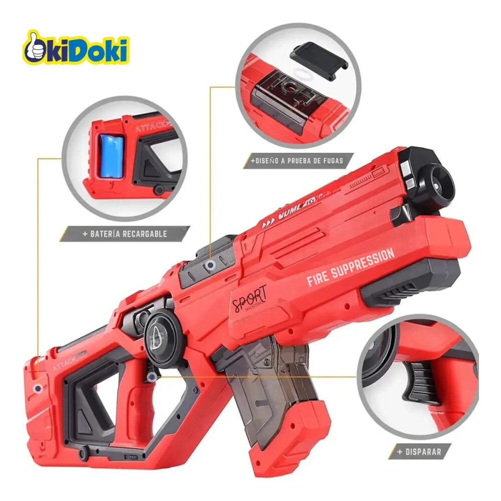 Pistola De Agua Eléctrica Automática a batería Rojo