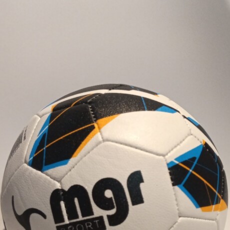 Pelota de futbol No.3 MGR blanca con trama negra azul naranja