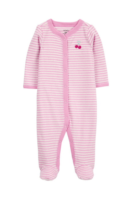 Pijama una pieza de algodón terry, con pie, bordado cerezas Pijama una pieza de algodón terry, con pie, bordado cerezas