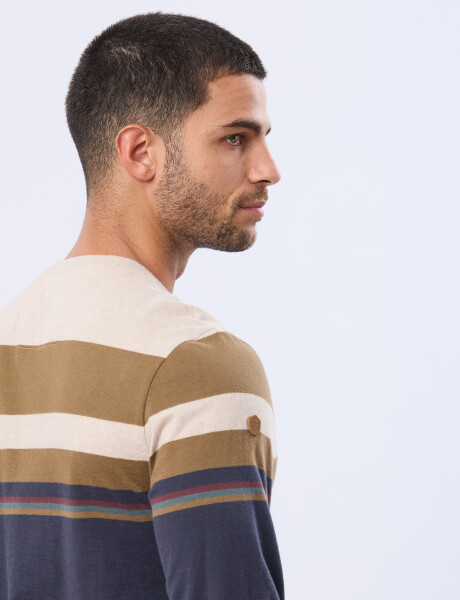 REMERA RAYADA DE ALGODÓN Beige