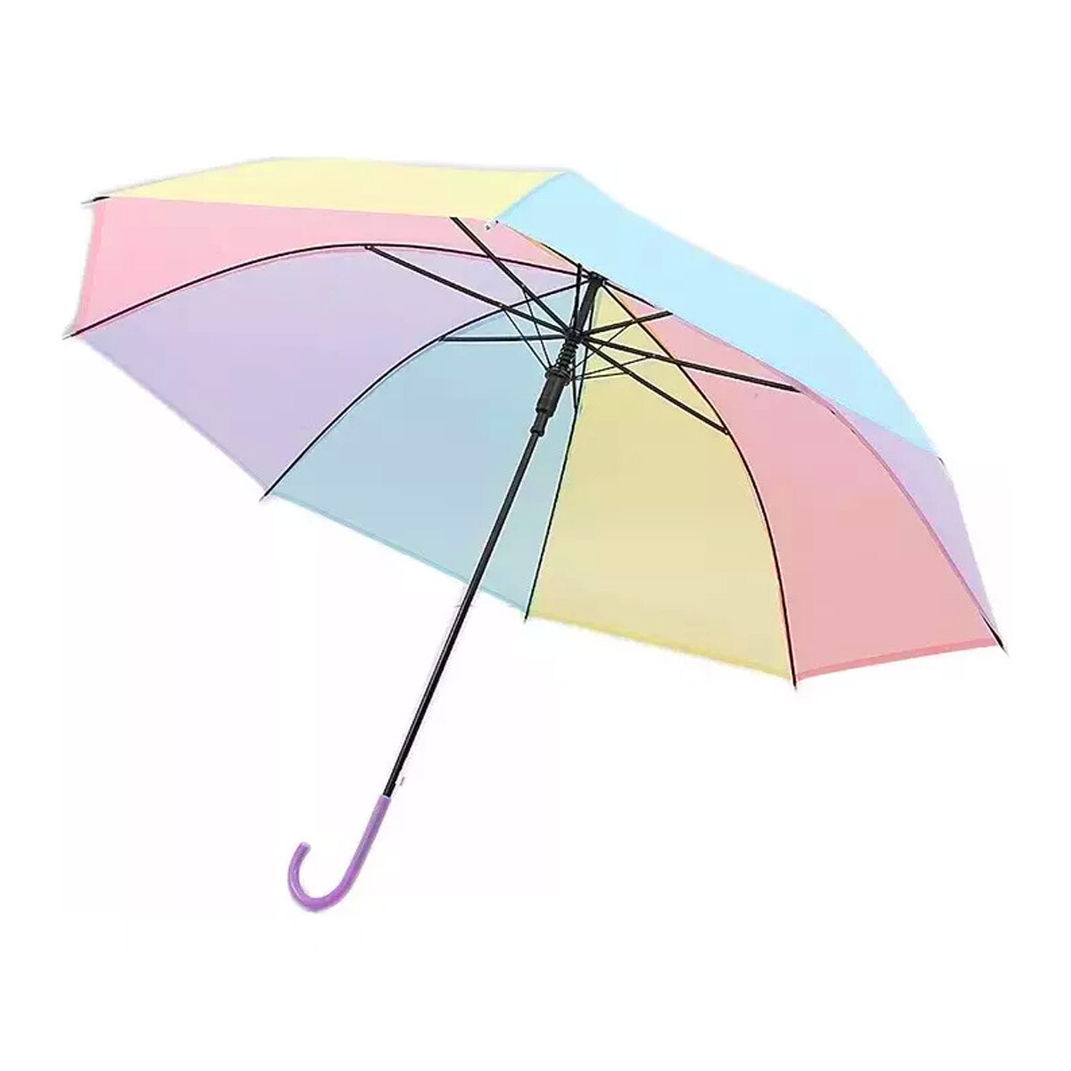 Paraguas Largo Infantil con Diseño Arco Iris para Lluvia - Lila 
