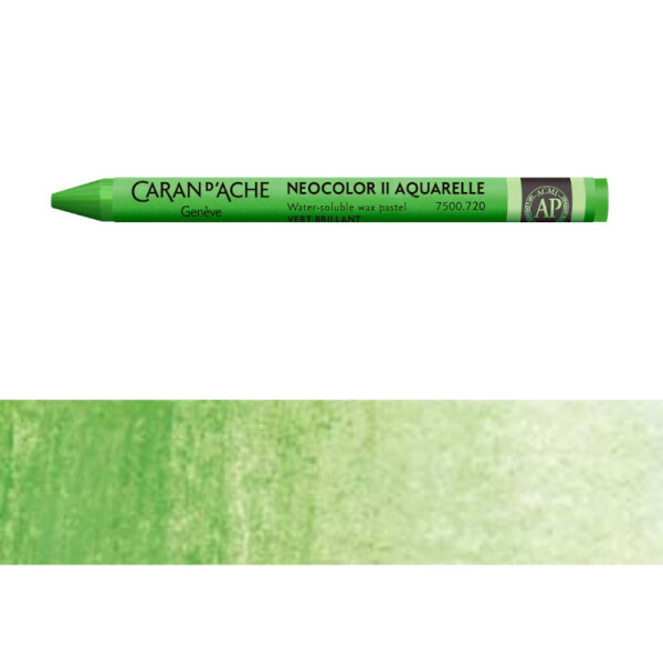 Pastel Neocolor Acuarelle Caran d'Ache Tonos Verdes
