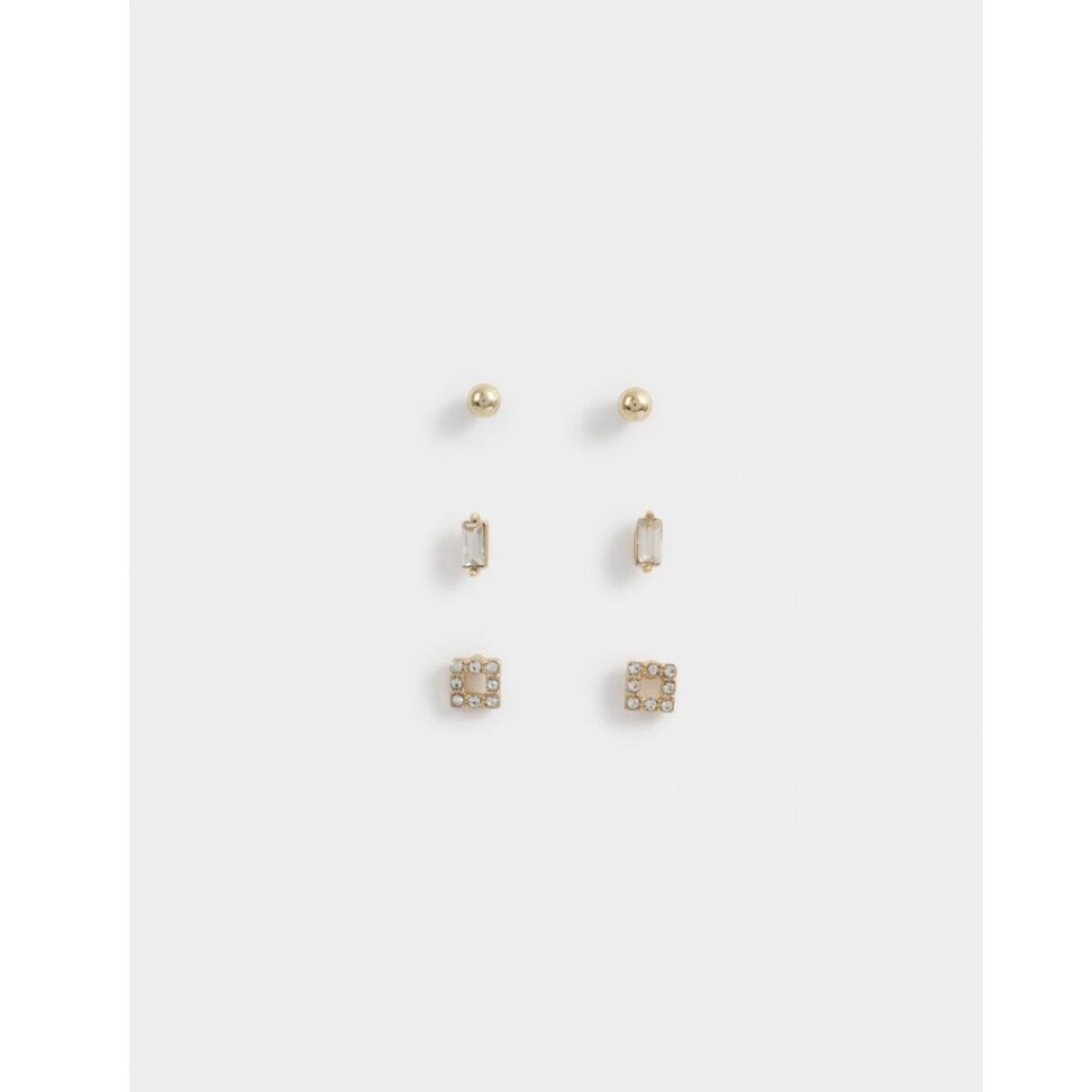 Set De Aros Con Strass - Dorado 