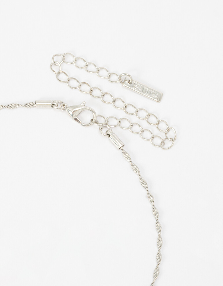Collares Cortos Metal Collar Corto Delicado Orgánico - Plateado Rodio