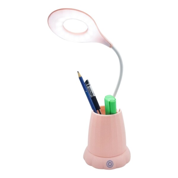 Lampara Tactil Flexible Con Base Porta Lapiz Recargable Led Color Variante Rosa