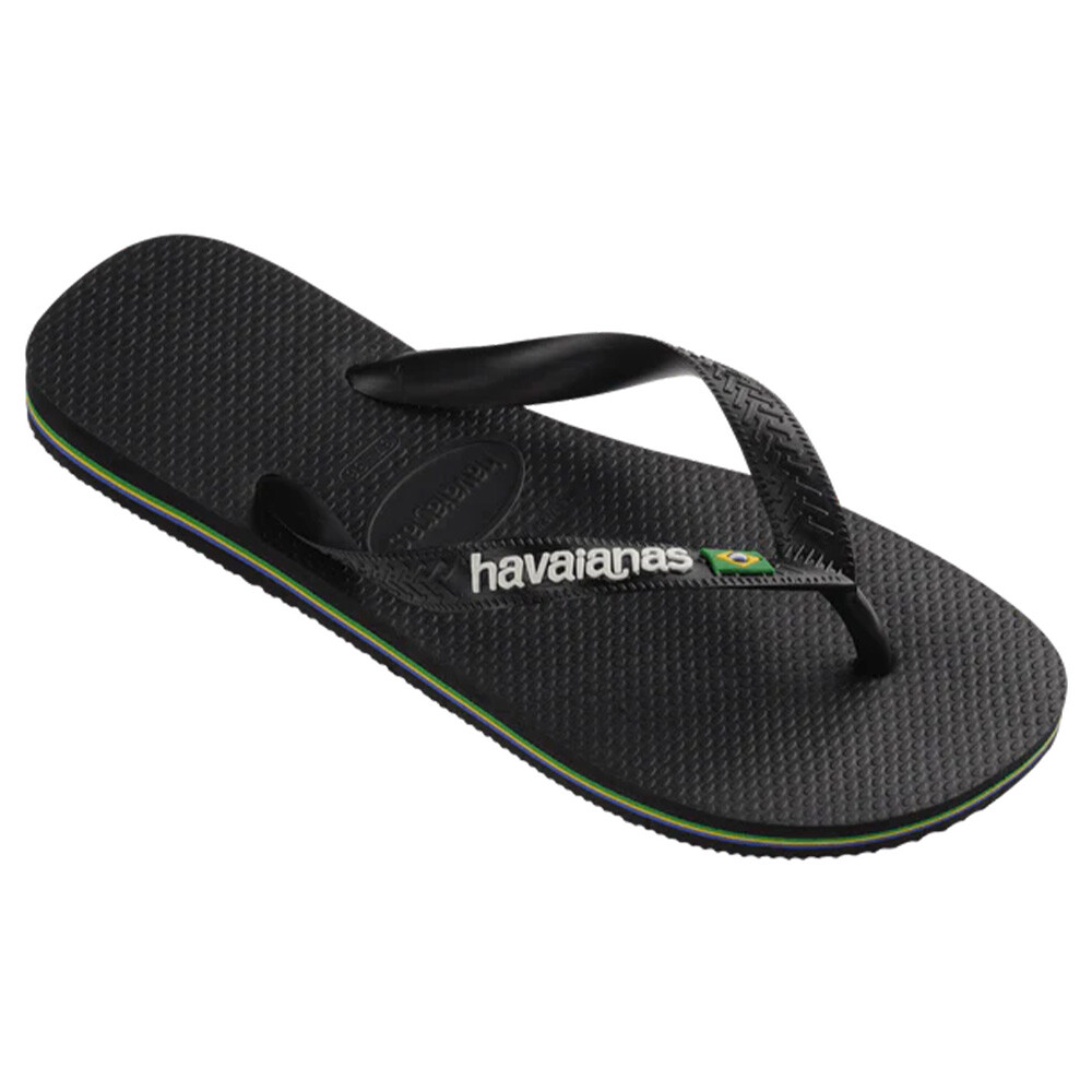 Sandalias Havaianas Brasil Logo Hombre Negro/Negro