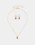 Bijouterie Set Frutas Set De Aros Argolla Y Collar Berry - Dorado