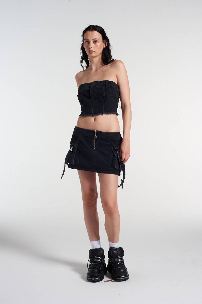 DENIM BUSTIER Gris