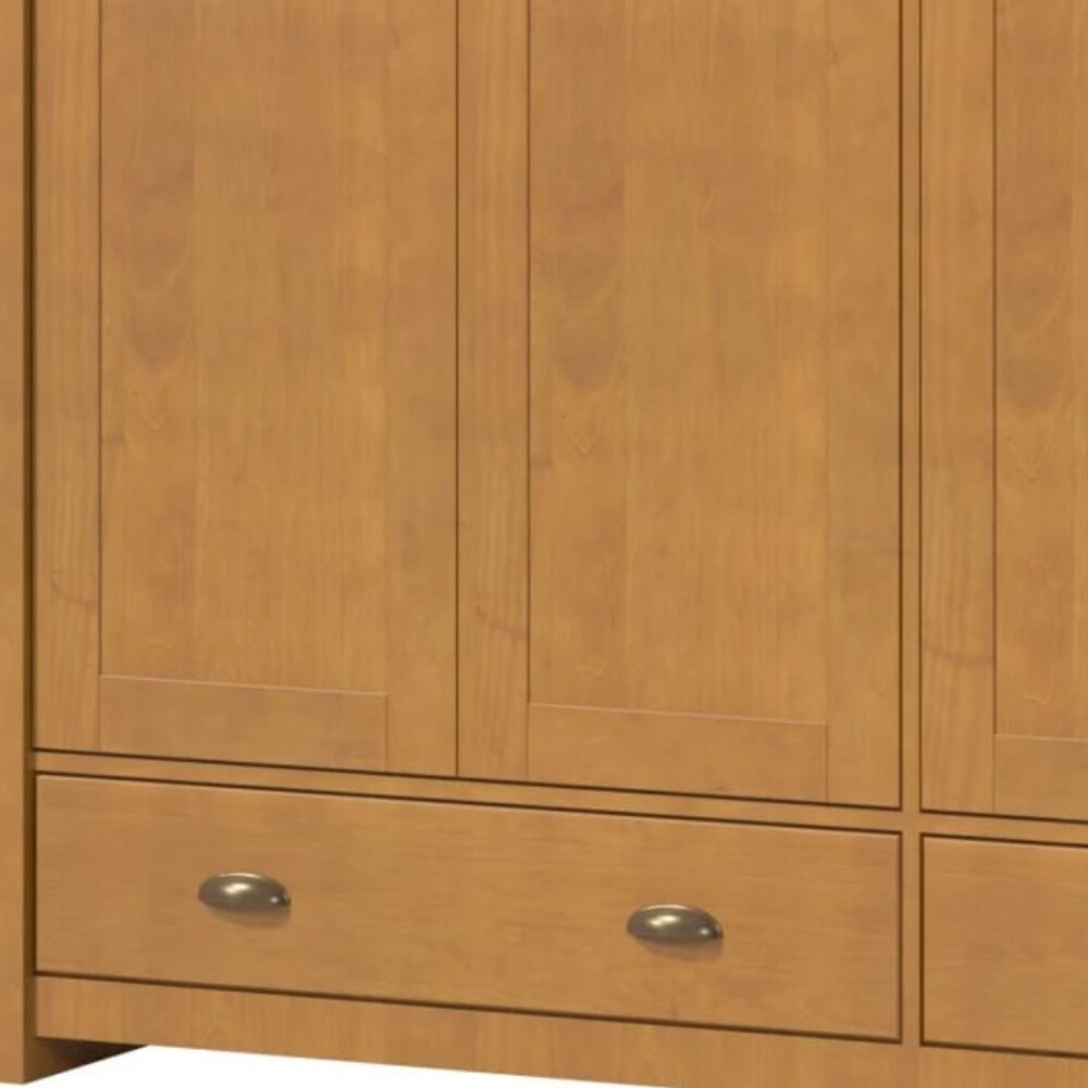 Ropero 3 puertas 2 cajones - Madera maciza - Linea Colonial Marron