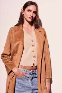Trench Gamuza Cuero Vegano Beige