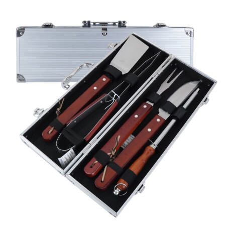 Set parrillero de 6 piezas con valija de aluminio Set parrillero de 6 piezas con valija de aluminio