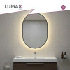 Espejo Vertical Lumax Moddy Marco Ovalado y Luz Led 50x70cm Negro