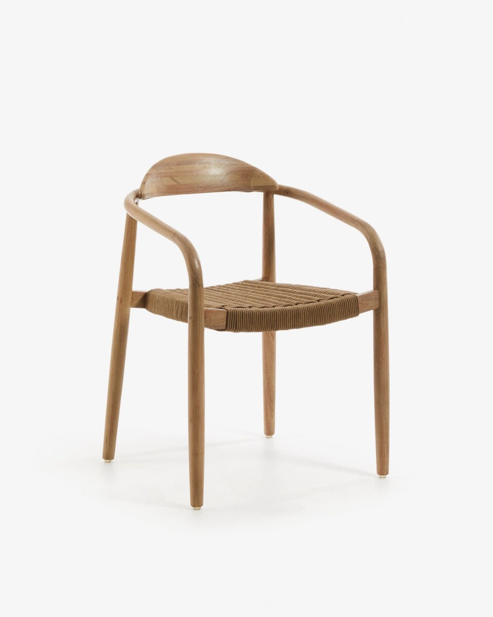 Silla Nina madera maciza - eucalipto y cuerda beige 