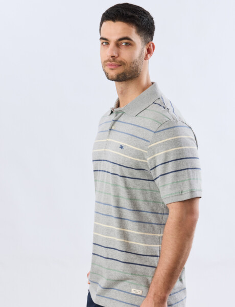 REMERA POLO RAYADA JERSEY Gris
