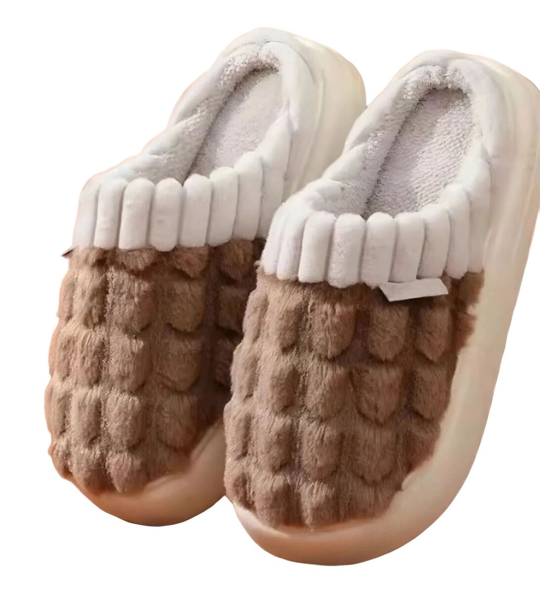 Pantufla de Felpa Super Abrigadas Antideslizante Unisex - Marrón 