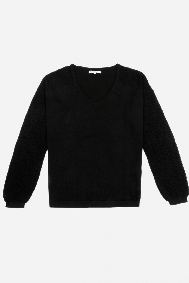 Sweater con detalle de calado NEGRO