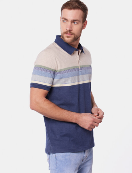 REMERA POLO JERSEY RAYADA Azul