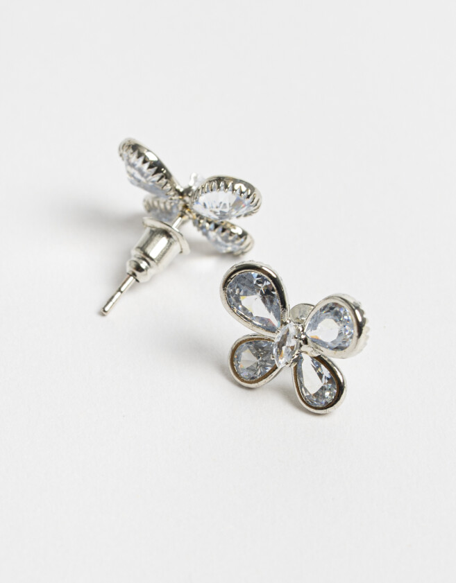Aros Pasantes Mariposas Aro Pasante Con Strass Crystal - Plateado