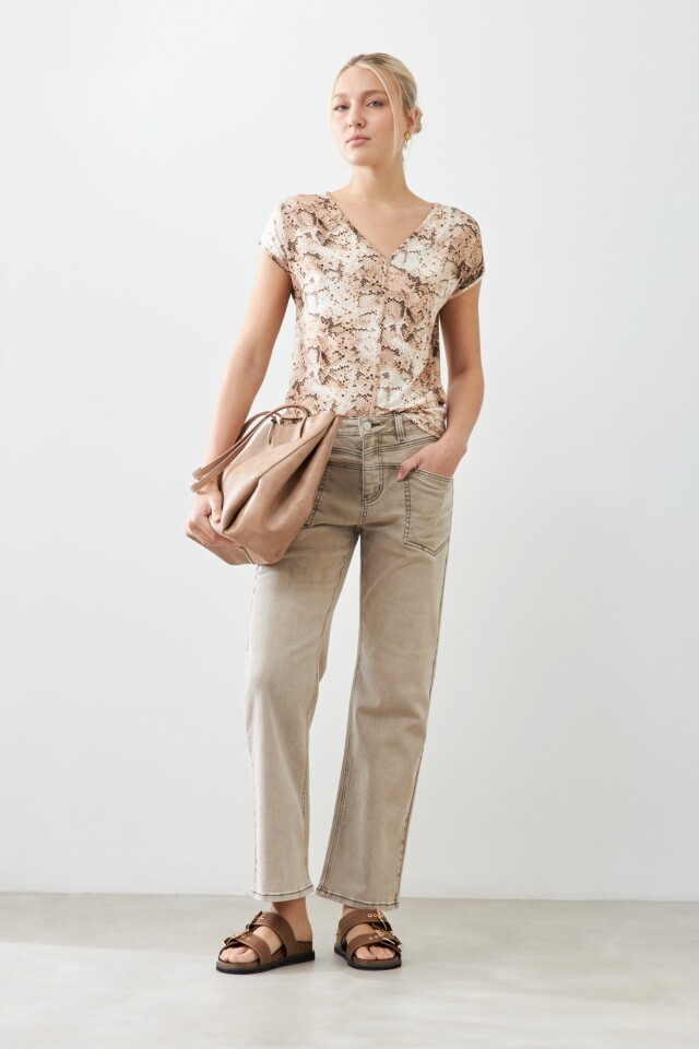 Blusa animal print beige