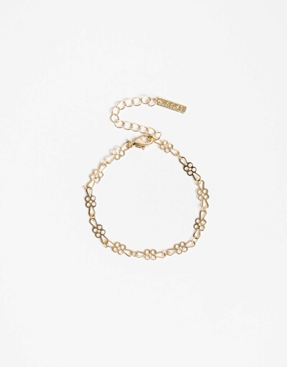 Pulsera Flexible Metal Flores - Dorado 