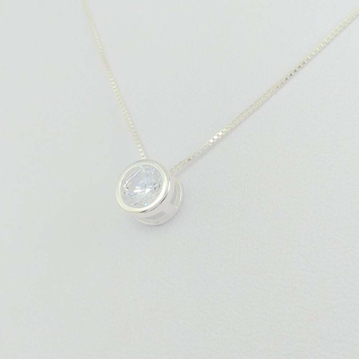 Conjunto de cadena de plata con punto de luz - Con Circonia 