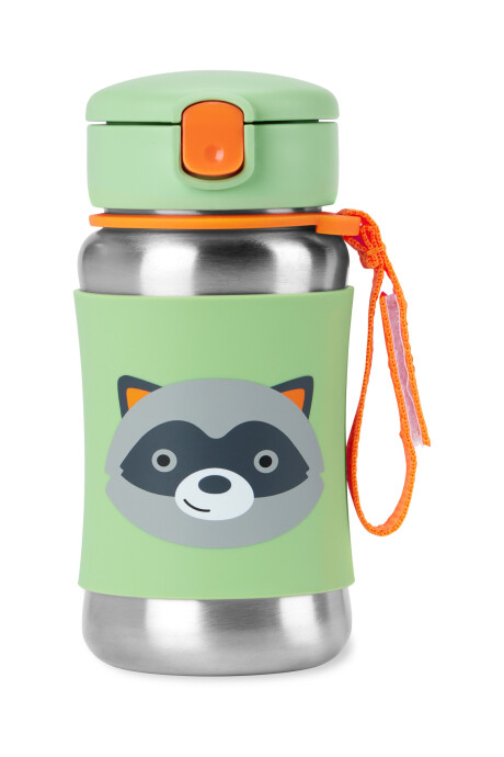 Botella de acero inoxidable con sorbito, diseño mapache Botella de acero inoxidable con sorbito, diseño mapache