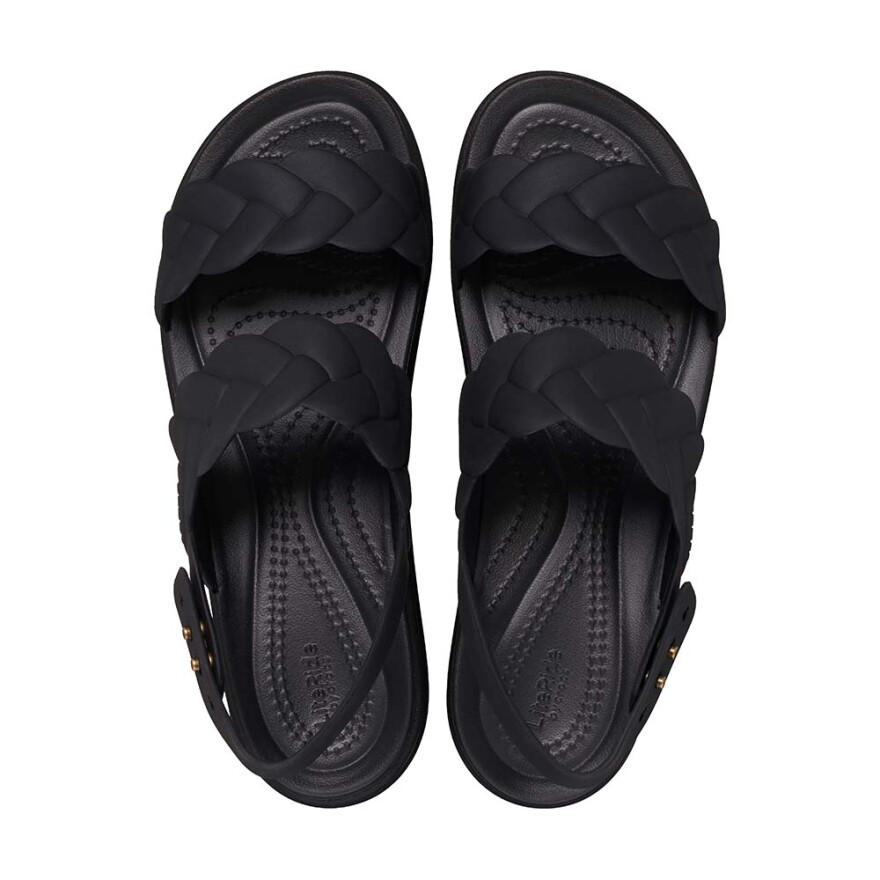 Sandalias Crocs Brooklyn Woven Upper Low Wedge - Mujer Black/black