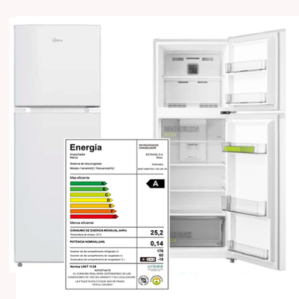 REFRIGERADOR MIDEA MDRT346MTR01 BLANCO 236 L -Frio Seco Sin color