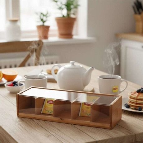 Caja De Te 5 Divisiones Bambu 36X11X9Cm Natural